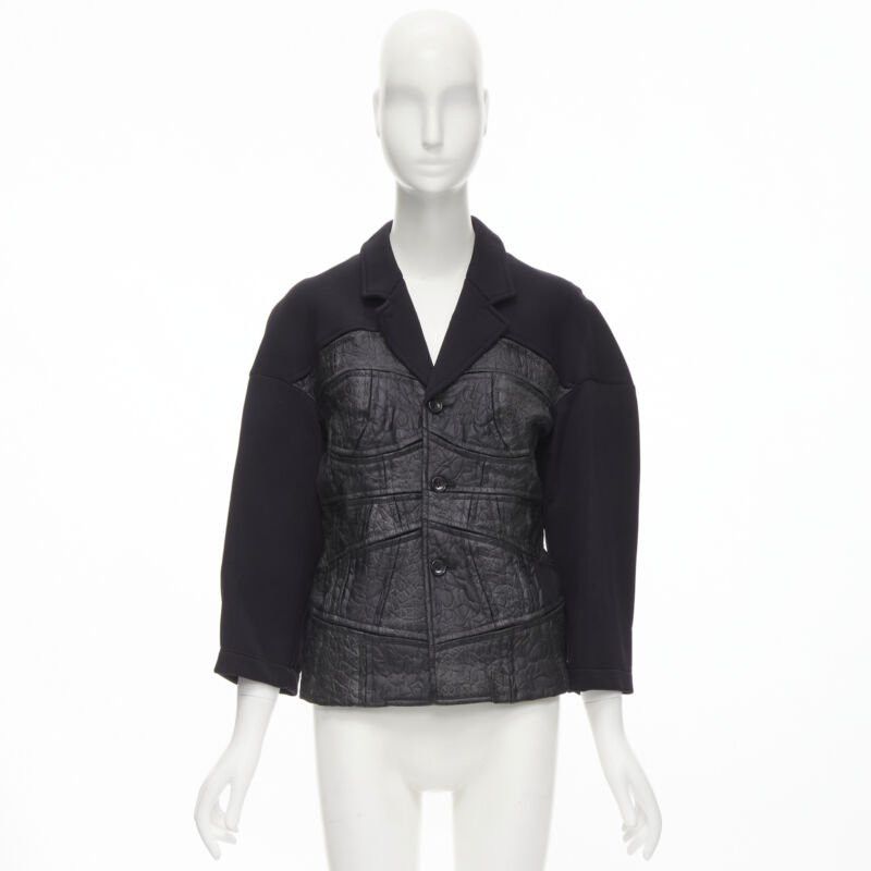 Comme des Garcons vintage COMME DES GARCONS 1990 black coated patchwork scuba blazer jacket S Size S / US 4 / IT 40 - 10 Thumbnail