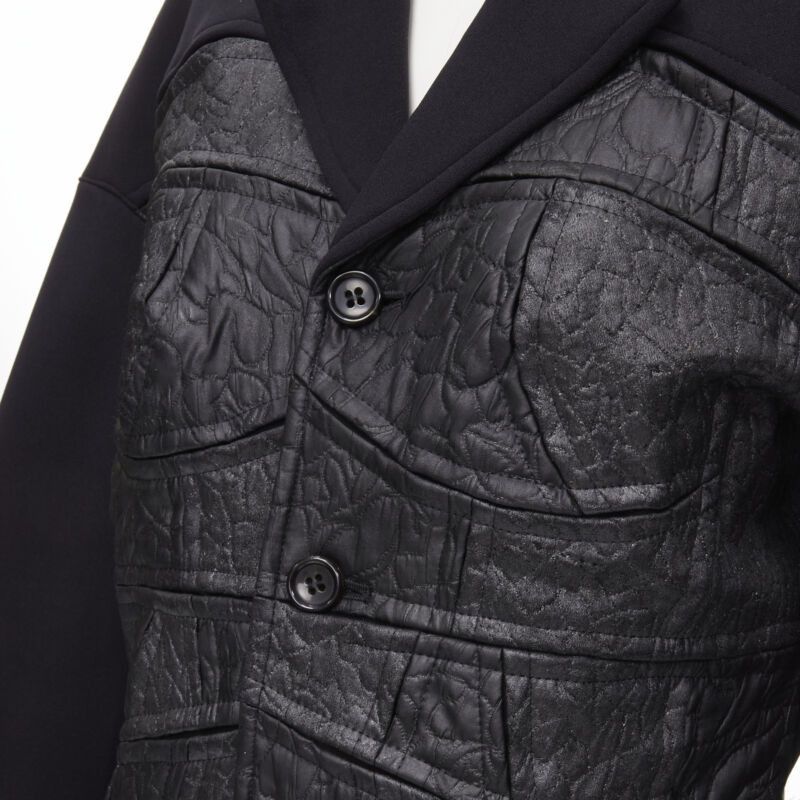Comme des Garcons vintage COMME DES GARCONS 1990 black coated patchwork scuba blazer jacket S Size S / US 4 / IT 40 - 2 Thumbnail