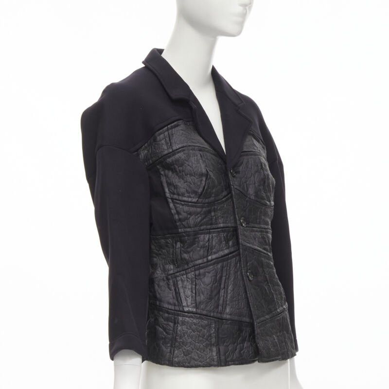 Comme des Garcons vintage COMME DES GARCONS 1990 black coated patchwork scuba blazer jacket S Size S / US 4 / IT 40 - 3 Thumbnail