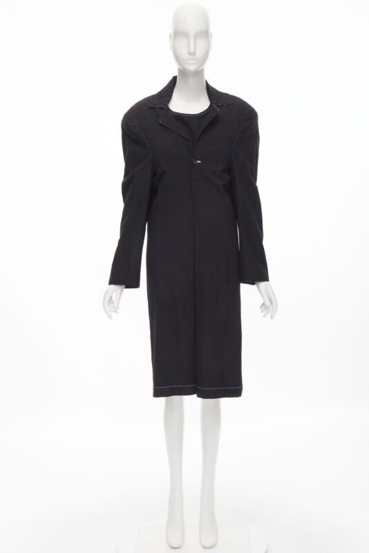Junya Watanabe vintage JUNYA WATANABE 1994 black wool shoulder padded layered coat dress S Size S / US 4 / IT 40 - 12 Thumbnail