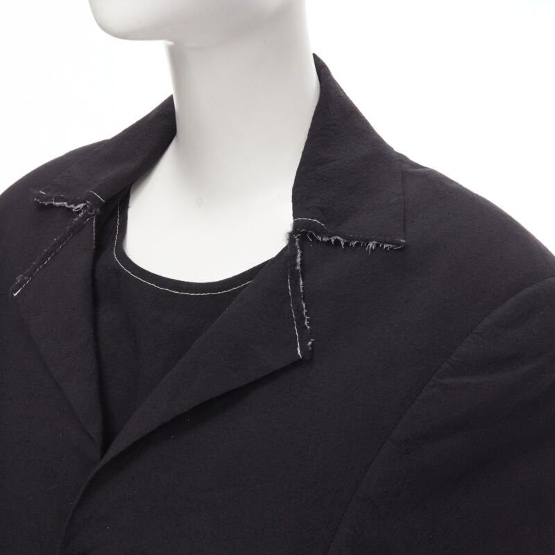 Junya Watanabe vintage JUNYA WATANABE 1994 black wool shoulder padded layered coat dress S Size S / US 4 / IT 40 - 2 Thumbnail