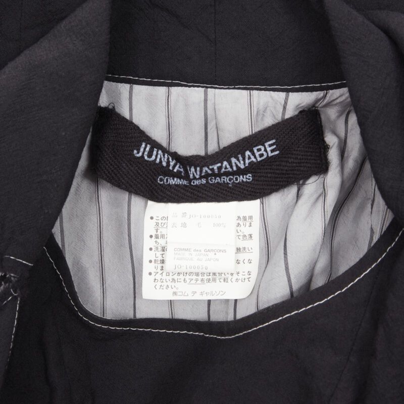 Junya Watanabe vintage JUNYA WATANABE 1994 black wool shoulder padded layered coat dress S Size S / US 4 / IT 40 - 11 Thumbnail
