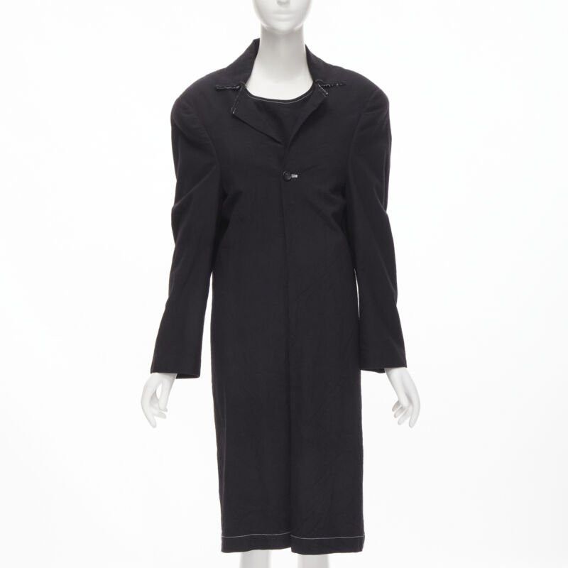 Junya Watanabe vintage JUNYA WATANABE 1994 black wool shoulder padded layered coat dress S Size S / US 4 / IT 40 - 3 Thumbnail