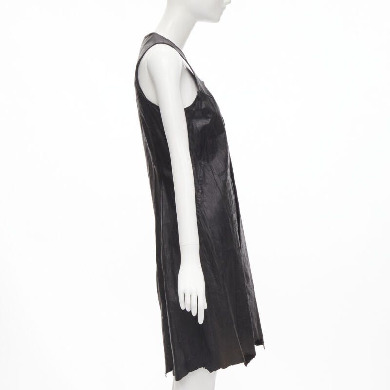 Junya Watanabe vintage JUNYA WATANABE 1992 black cow hide leather distressed raw cut dress M Size M / US 6-8 / IT 42-44 - 4 Thumbnail
