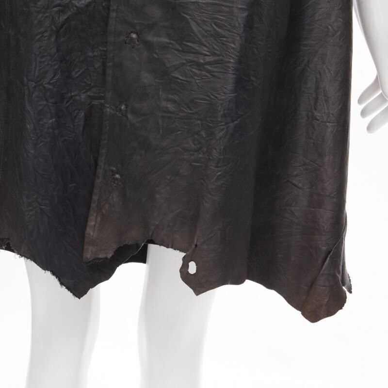 Junya Watanabe vintage JUNYA WATANABE 1992 black cow hide leather distressed raw cut dress M Size M / US 6-8 / IT 42-44 - 2 Thumbnail