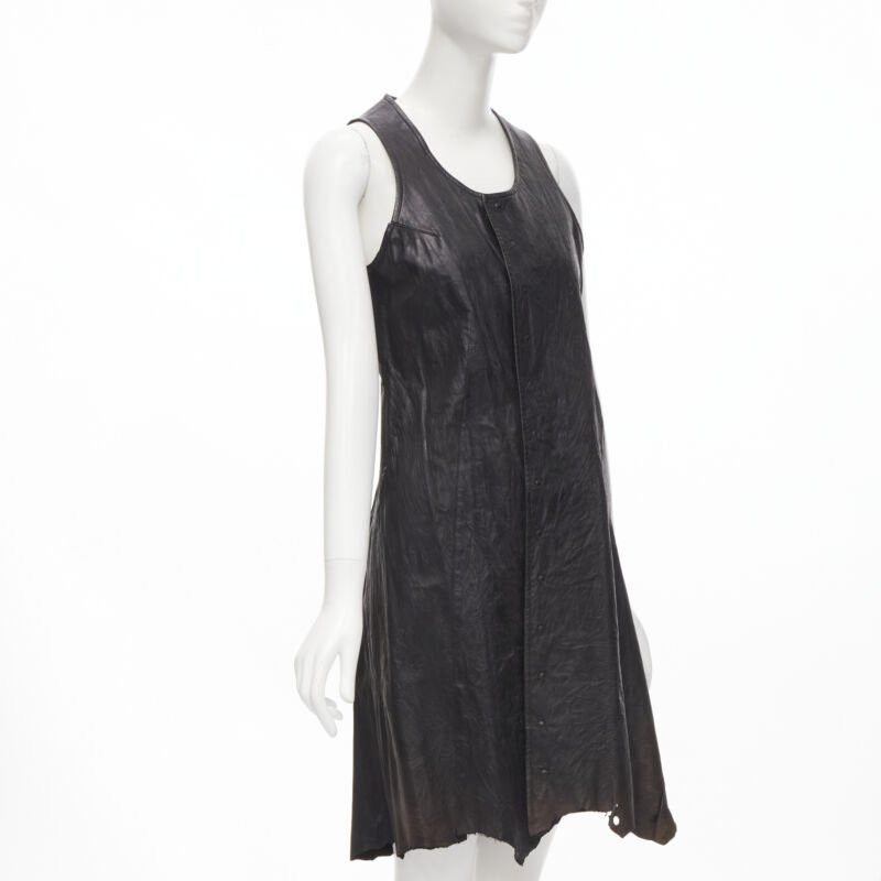 Junya Watanabe vintage JUNYA WATANABE 1992 black cow hide leather distressed raw cut dress M Size M / US 6-8 / IT 42-44 - 3 Thumbnail