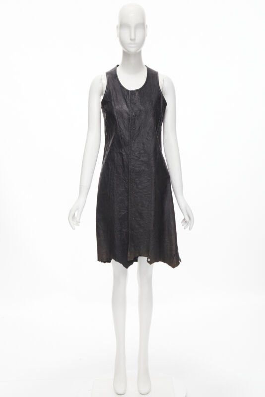 Junya Watanabe vintage JUNYA WATANABE 1992 black cow hide leather distressed raw cut dress M Size M / US 6-8 / IT 42-44 - 11 Thumbnail
