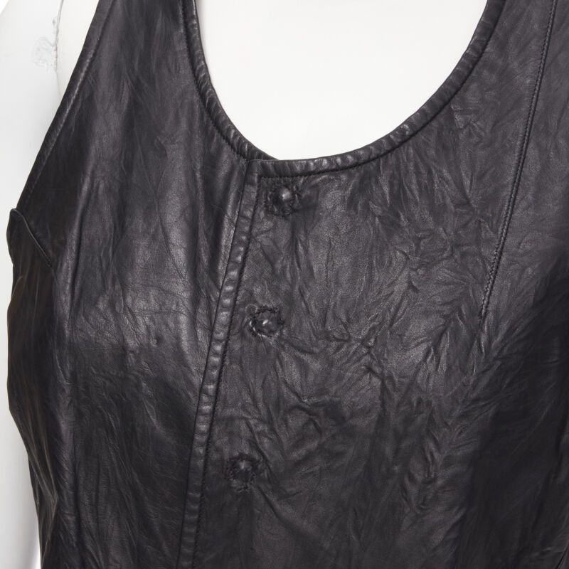Junya Watanabe vintage JUNYA WATANABE 1992 black cow hide leather distressed raw cut dress M Size M / US 6-8 / IT 42-44 - 8 Thumbnail