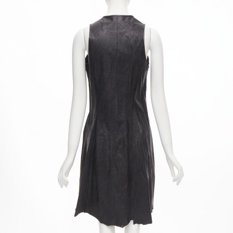Junya Watanabe vintage JUNYA WATANABE 1992 black cow hide leather distressed raw cut dress M Size M / US 6-8 / IT 42-44 - 5 Thumbnail