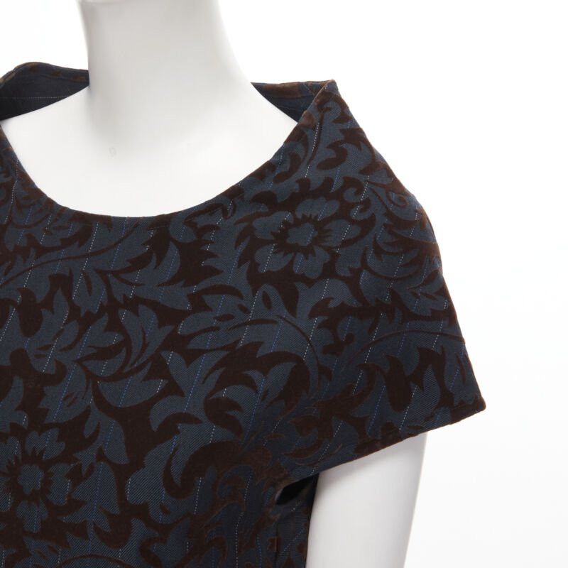 Comme des Garcons vintage COMME DES GARCONS 1996 blue pinstripe brown floral devore A-line dress S Size S / US 4 / IT 40 - 7 Thumbnail