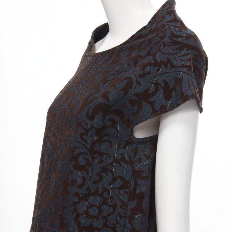 Comme des Garcons vintage COMME DES GARCONS 1996 blue pinstripe brown floral devore A-line dress S Size S / US 4 / IT 40 - 8 Thumbnail