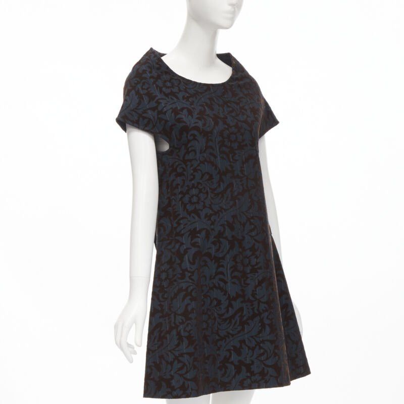 Comme des Garcons vintage COMME DES GARCONS 1996 blue pinstripe brown floral devore A-line dress S Size S / US 4 / IT 40 - 3 Thumbnail