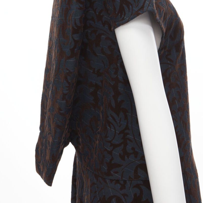 Comme des Garcons vintage COMME DES GARCONS 1996 blue pinstripe brown floral devore A-line dress S Size S / US 4 / IT 40 - 2 Thumbnail