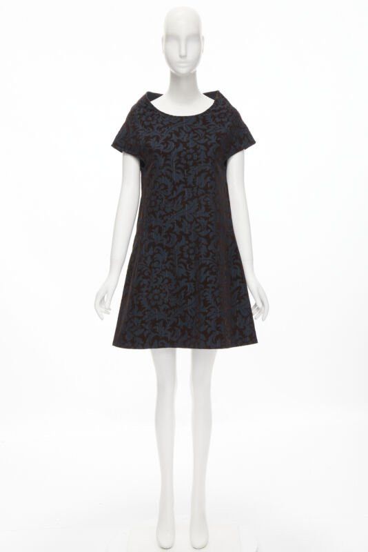 Comme des Garcons vintage COMME DES GARCONS 1996 blue pinstripe brown floral devore A-line dress S Size S / US 4 / IT 40 - 10 Thumbnail