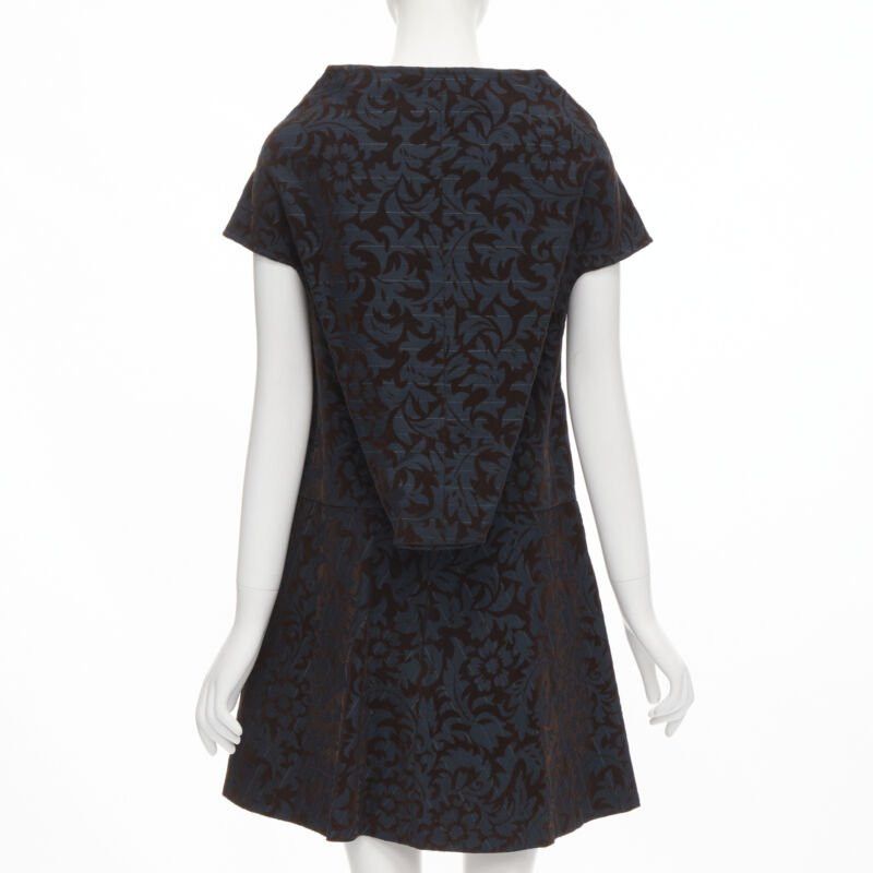Comme des Garcons vintage COMME DES GARCONS 1996 blue pinstripe brown floral devore A-line dress S Size S / US 4 / IT 40 - 5 Thumbnail
