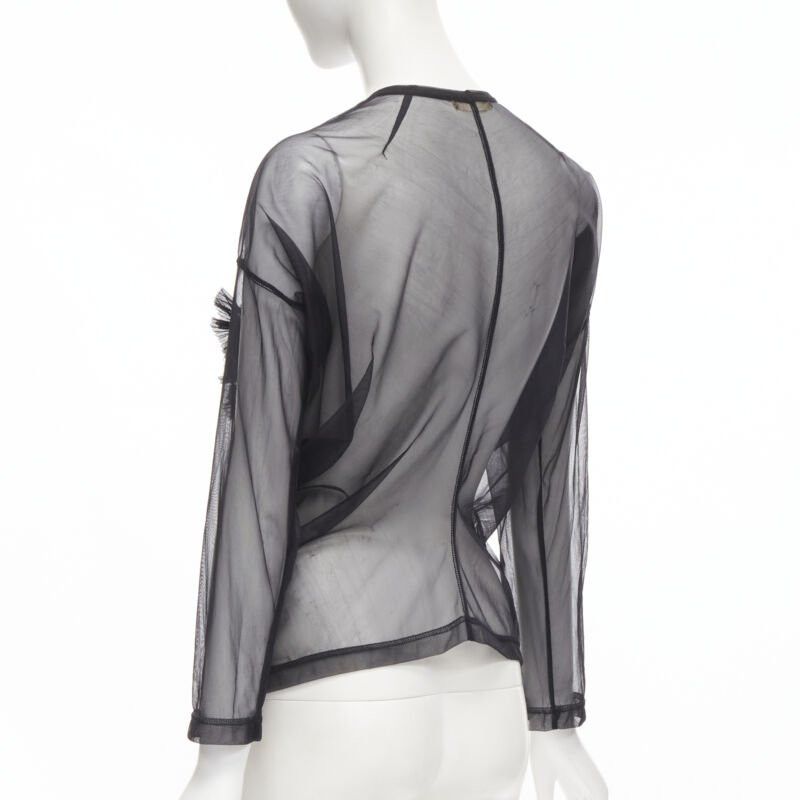 Comme des Garcons vintage COMME DES GARCONS 1990 black pleated fan ruffle long sleeve sheer top S Size S / US 4 / IT 40 - 6 Thumbnail