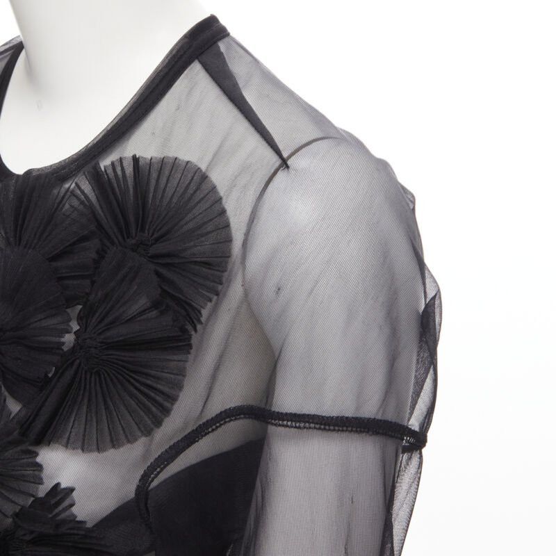 Comme des Garcons vintage COMME DES GARCONS 1990 black pleated fan ruffle long sleeve sheer top S Size S / US 4 / IT 40 - 7 Thumbnail
