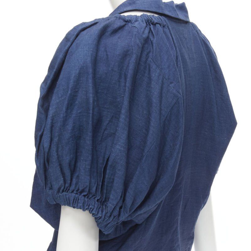 Comme des Garcons vintage COMME DES GARCONS 1989 blue linen ruched sleeve cut out top shorts set M Size 28" / US 6 / IT 42 - 9 Thumbnail