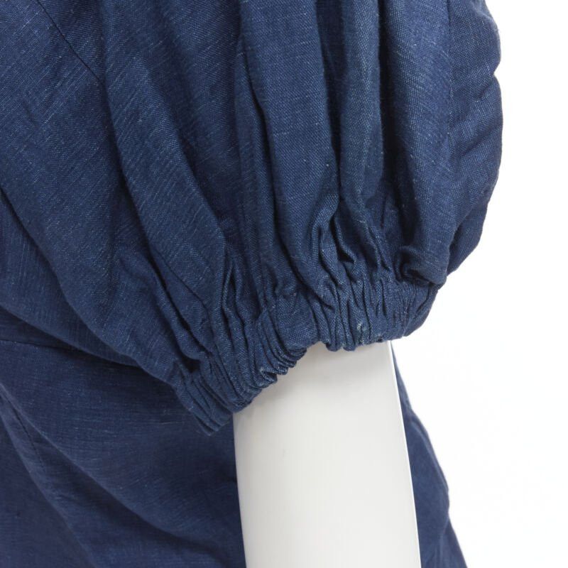 Comme des Garcons vintage COMME DES GARCONS 1989 blue linen ruched sleeve cut out top shorts set M Size 28" / US 6 / IT 42 - 7 Thumbnail