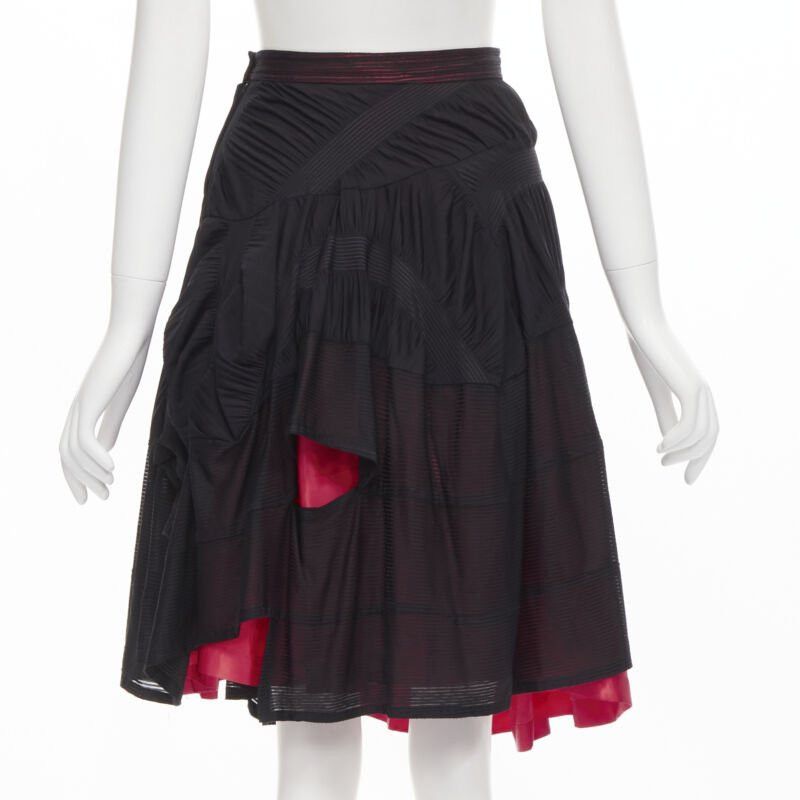 Comme des Garcons vintage COMME DES GARCONS 1980's black red shirred ruffle layered flared skirt S Size 27" / US 4 / IT 40 - 5 Thumbnail