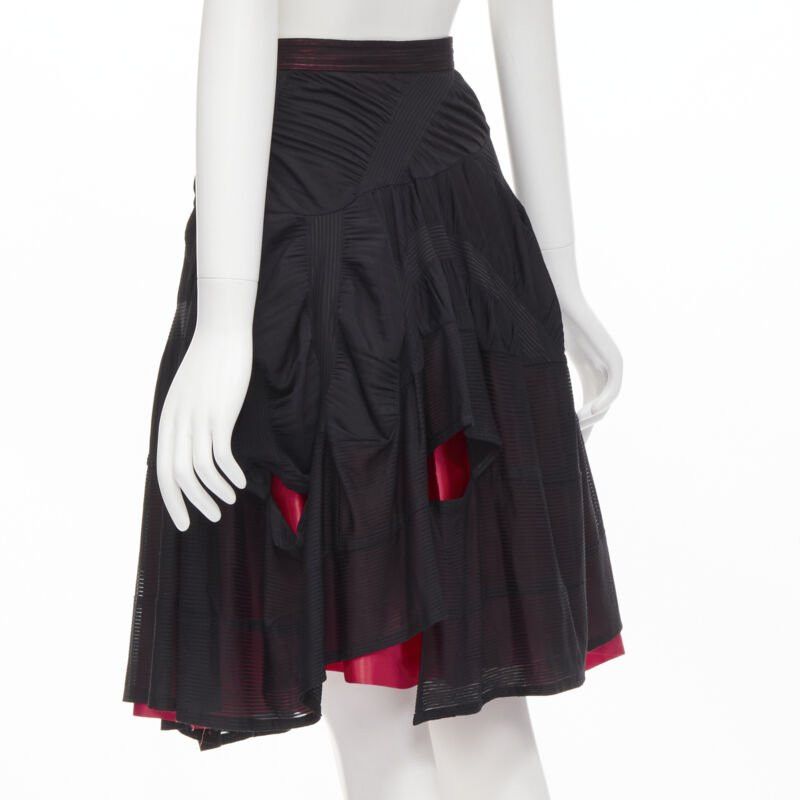 Comme des Garcons vintage COMME DES GARCONS 1980's black red shirred ruffle layered flared skirt S Size 27" / US 4 / IT 40 - 6 Thumbnail