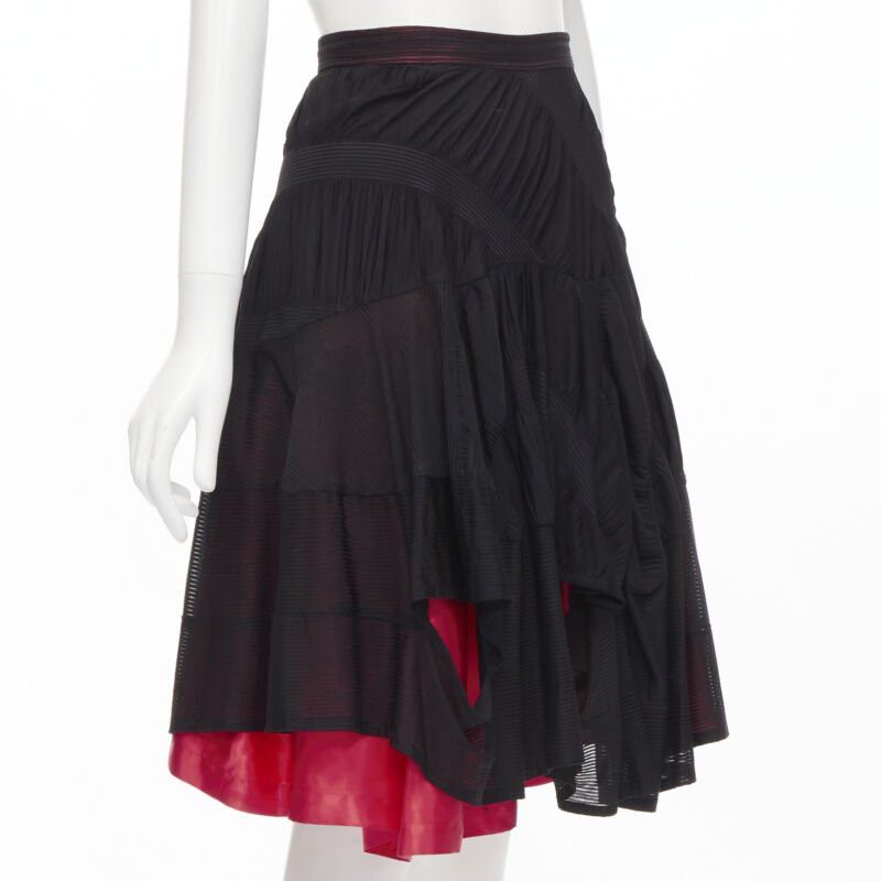 Comme des Garcons vintage COMME DES GARCONS 1980's black red shirred ruffle layered flared skirt S Size 27" / US 4 / IT 40 - 3 Thumbnail