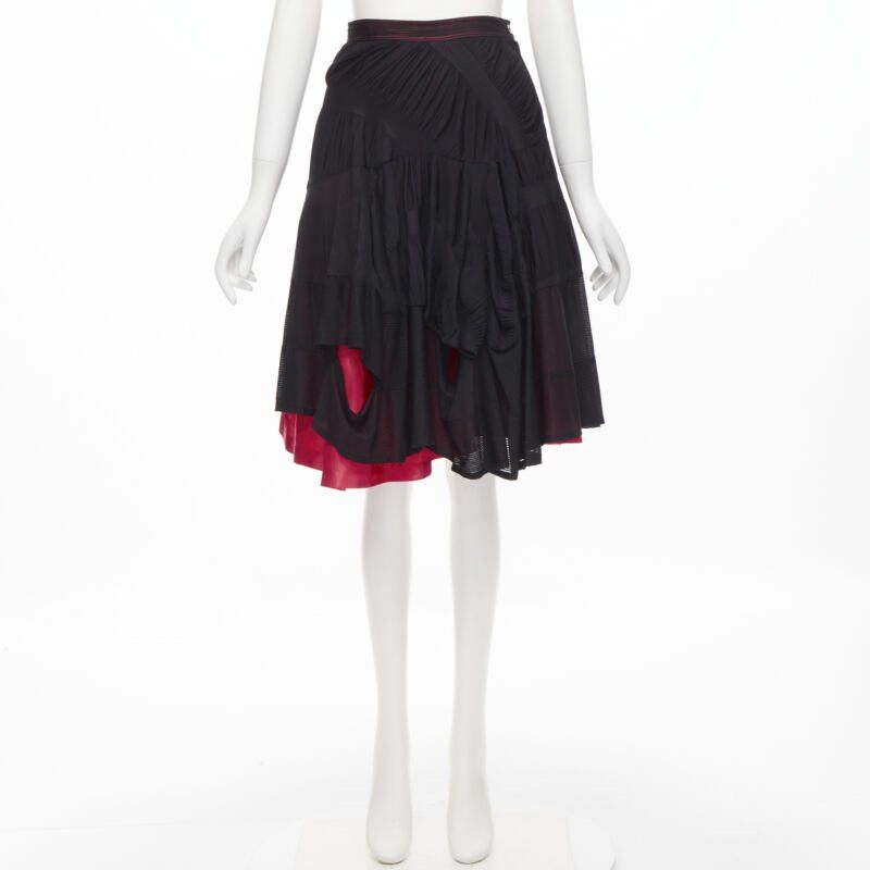 Comme des Garcons vintage COMME DES GARCONS 1980's black red shirred ruffle layered flared skirt S Size 27" / US 4 / IT 40 - 10 Thumbnail
