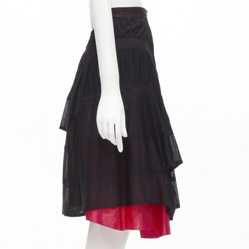 Comme des Garcons vintage COMME DES GARCONS 1980's black red shirred ruffle layered flared skirt S Size 27" / US 4 / IT 40 - 4 Thumbnail
