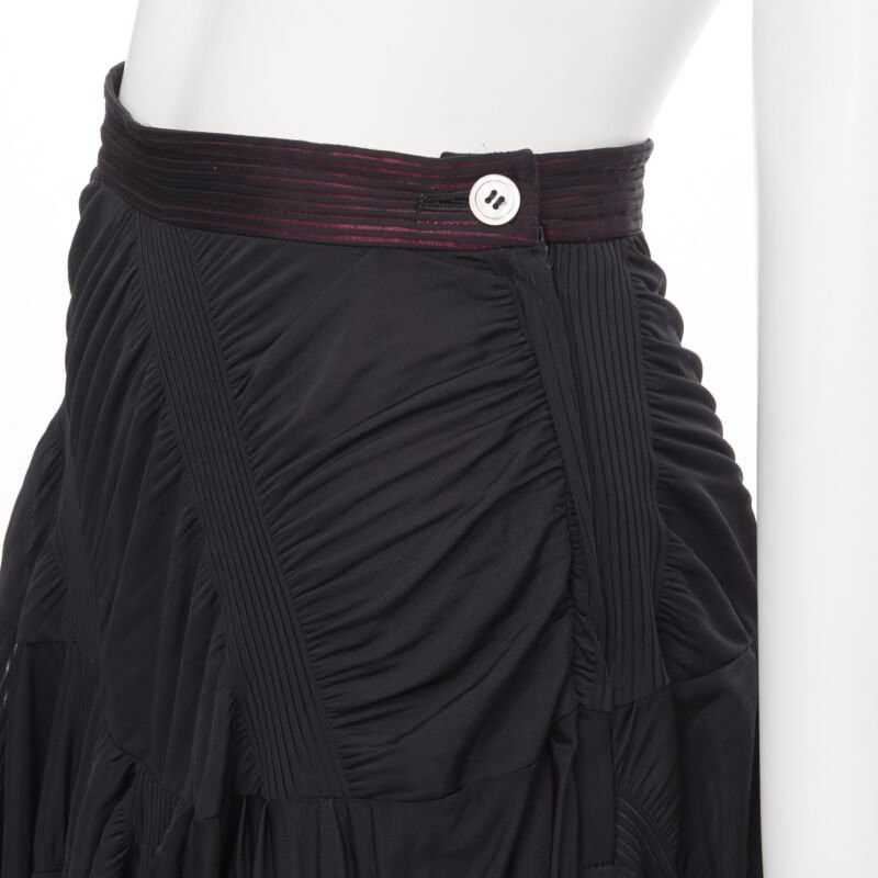 Comme des Garcons vintage COMME DES GARCONS 1980's black red shirred ruffle layered flared skirt S Size 27" / US 4 / IT 40 - 2 Thumbnail