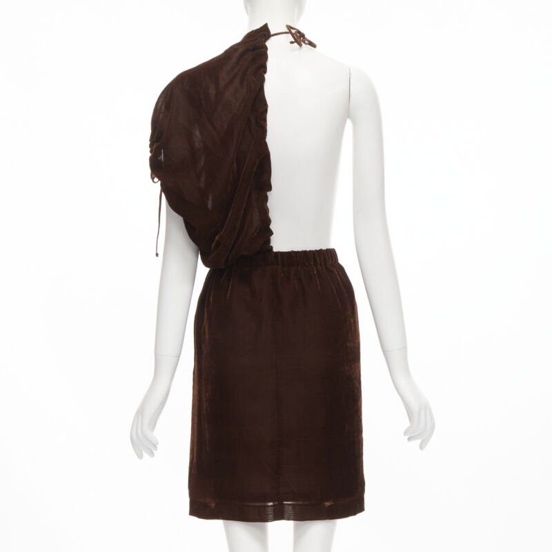 Comme des Garcons vintage COMME DES GARCONS 1990 brown velvet drawstring sash knee length skirt M Size 28" / US 6 / IT 42 - 5 Thumbnail