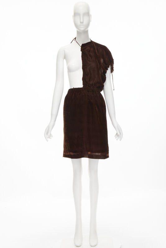 Comme des Garcons vintage COMME DES GARCONS 1990 brown velvet drawstring sash knee length skirt M Size 28" / US 6 / IT 42 - 10 Thumbnail