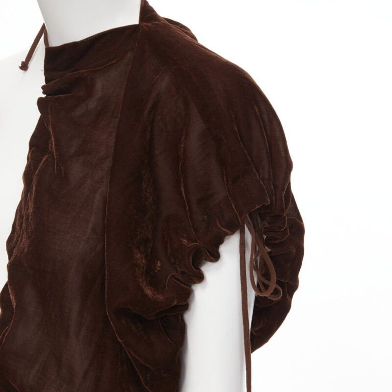 Comme des Garcons vintage COMME DES GARCONS 1990 brown velvet drawstring sash knee length skirt M Size 28" / US 6 / IT 42 - 2 Thumbnail