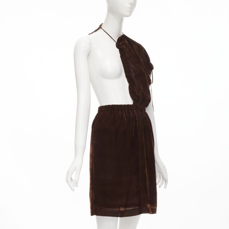 Comme des Garcons vintage COMME DES GARCONS 1990 brown velvet drawstring sash knee length skirt M Size 28" / US 6 / IT 42 - 3 Thumbnail