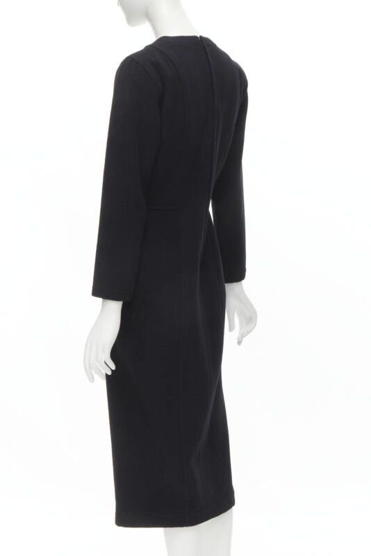 Comme des Garcons vintage COMME DES GARCONS 1980s black wool asymmetric panelled sheath dress M Size M / US 6-8 / IT 42-44 - 6 Thumbnail