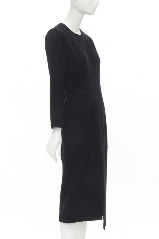 Comme des Garcons vintage COMME DES GARCONS 1980s black wool asymmetric panelled sheath dress M Size M / US 6-8 / IT 42-44 - 3 Thumbnail