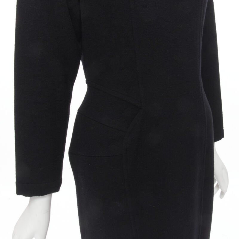 Comme des Garcons vintage COMME DES GARCONS 1980s black wool asymmetric panelled sheath dress M Size M / US 6-8 / IT 42-44 - 2 Thumbnail