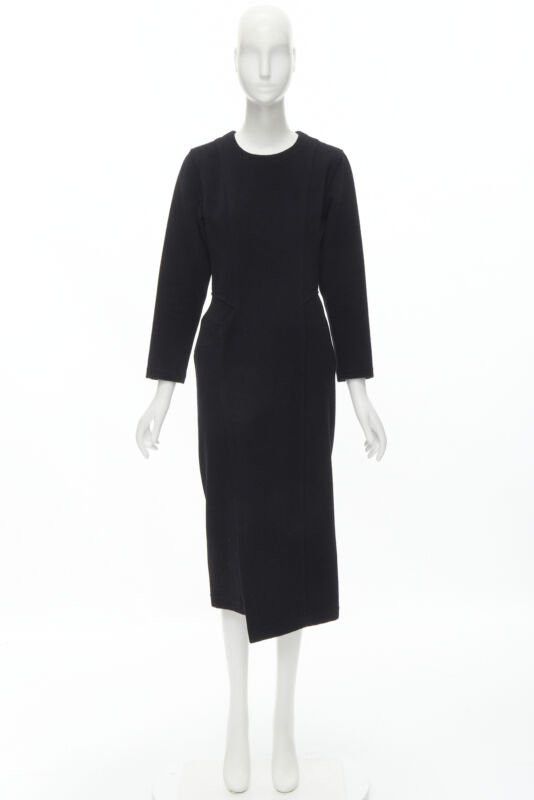 Comme des Garcons vintage COMME DES GARCONS 1980s black wool asymmetric panelled sheath dress M Size M / US 6-8 / IT 42-44 - 11 Thumbnail