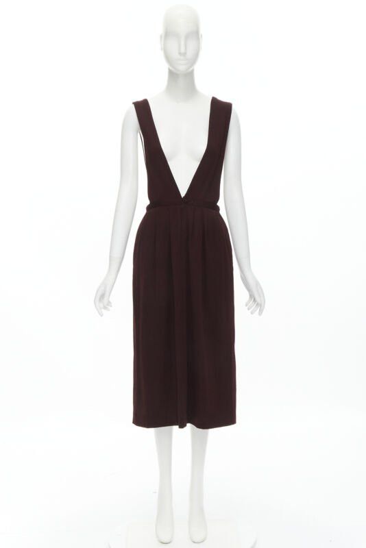 Comme des Garcons vintage COMME DES GARCONS 1980s burgundy polka dot dungaree midi skirt S Size S / US 4 / IT 40 - 11 Thumbnail