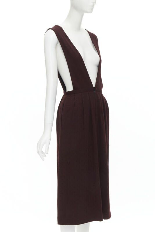 Comme des Garcons vintage COMME DES GARCONS 1980s burgundy polka dot dungaree midi skirt S Size S / US 4 / IT 40 - 3 Thumbnail