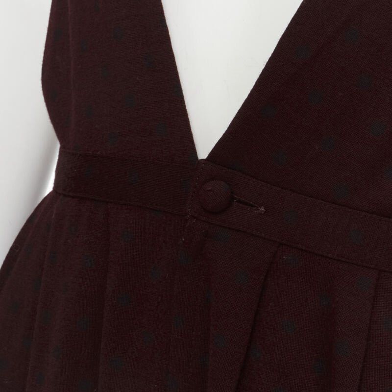 Comme des Garcons vintage COMME DES GARCONS 1980s burgundy polka dot dungaree midi skirt S Size S / US 4 / IT 40 - 7 Thumbnail