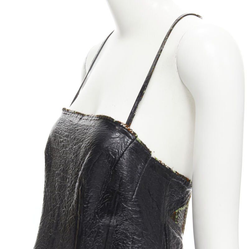 Junya Watanabe JUNYA WATANABE 2005 black lacquered bust green tweed flared cocktail dress M Size M / US 6-8 / IT 42-44 - 2 Thumbnail