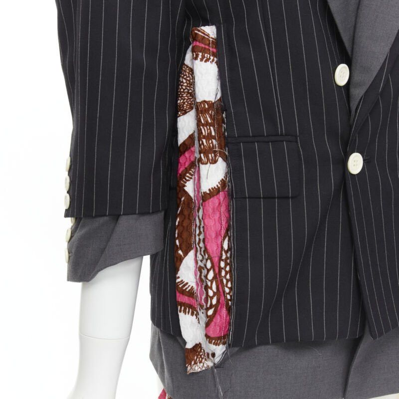 Comme des Garcons COMME DES GARCONS 2007 double layered grey pinstripe draped blazer jacket M Size M / US 6-8 / IT 42-44 - 9 Thumbnail