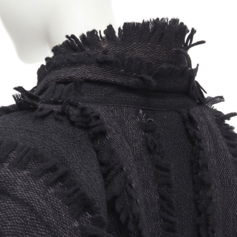 Issey Miyake ISSEY MIYAKE 1980's Vintage grey wool fringe oversized wrap Cocoon coat M rare Size M / US 6-8 / IT 42-44 - 2 Thumbnail