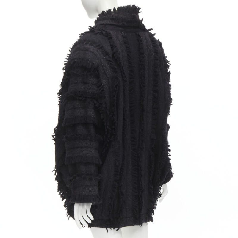 Issey Miyake ISSEY MIYAKE 1980's Vintage grey wool fringe oversized wrap Cocoon coat M rare Size M / US 6-8 / IT 42-44 - 6 Thumbnail