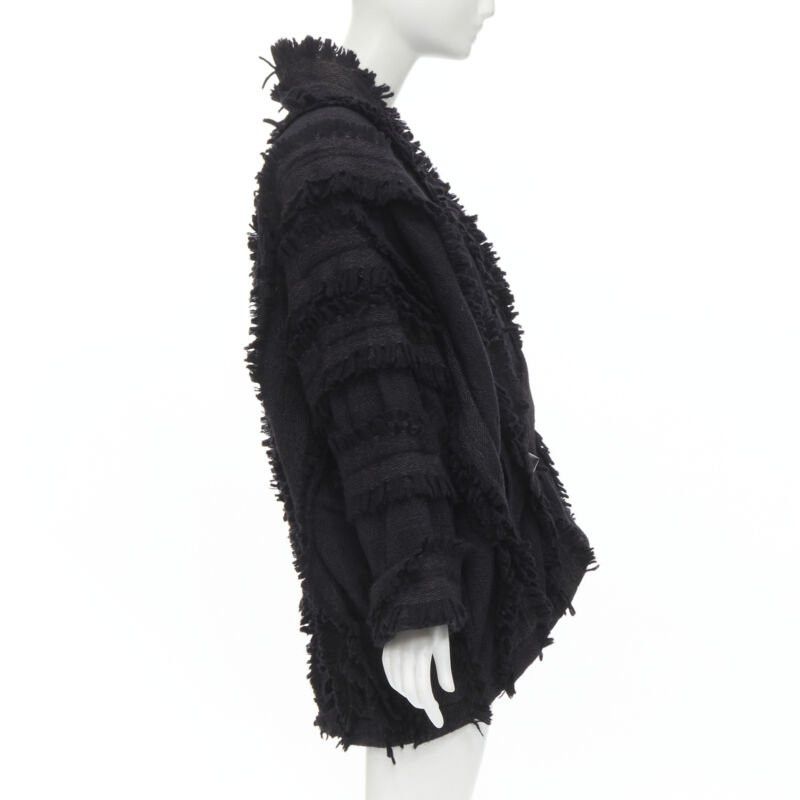 Issey Miyake ISSEY MIYAKE 1980's Vintage grey wool fringe oversized wrap Cocoon coat M rare Size M / US 6-8 / IT 42-44 - 4 Thumbnail