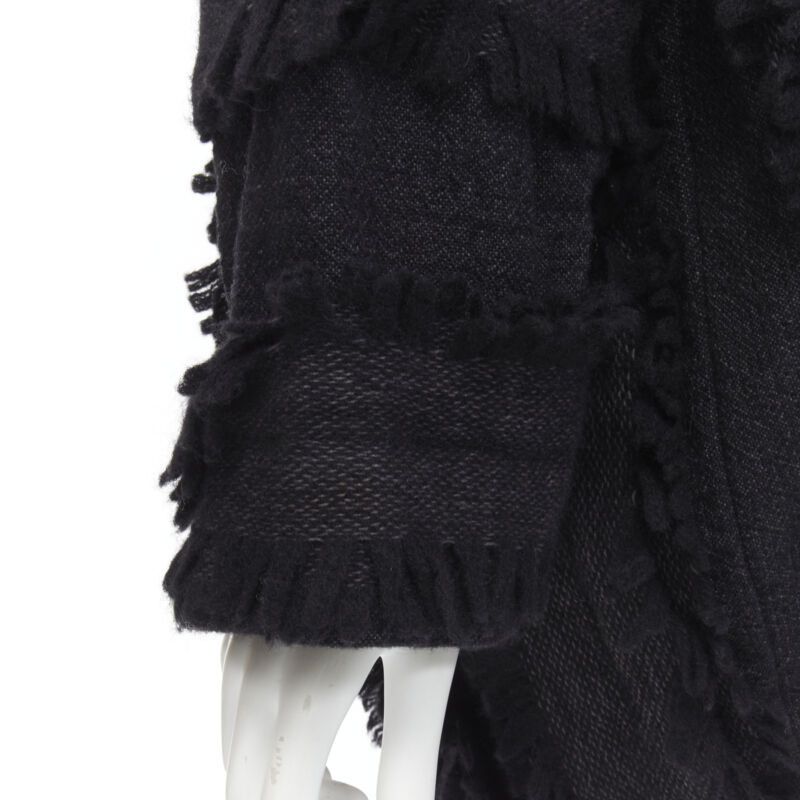 Issey Miyake ISSEY MIYAKE 1980's Vintage grey wool fringe oversized wrap Cocoon coat M rare Size M / US 6-8 / IT 42-44 - 8 Thumbnail