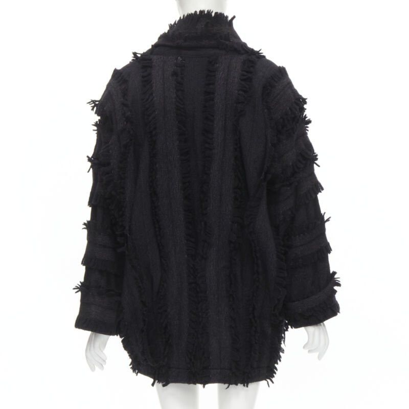 Issey Miyake ISSEY MIYAKE 1980's Vintage grey wool fringe oversized wrap Cocoon coat M rare Size M / US 6-8 / IT 42-44 - 5 Thumbnail