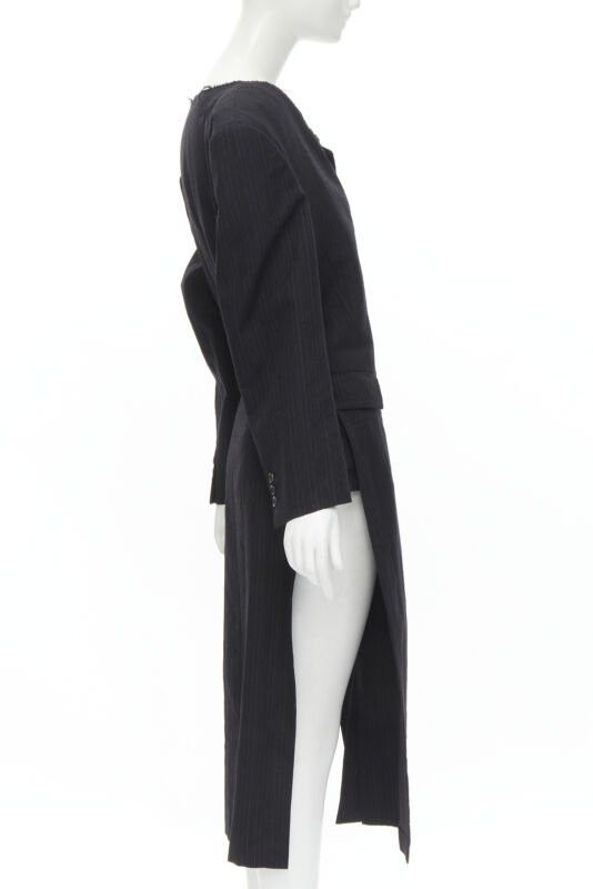 Comme des Garcons COMME DES GARCONS 1994 dark grey pinstripe frayed cut collar boxy coat M Size M / US 6-8 / IT 42-44 - 4 Thumbnail