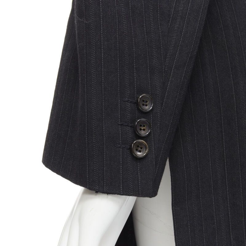 Comme des Garcons COMME DES GARCONS 1994 dark grey pinstripe frayed cut collar boxy coat M Size M / US 6-8 / IT 42-44 - 9 Thumbnail