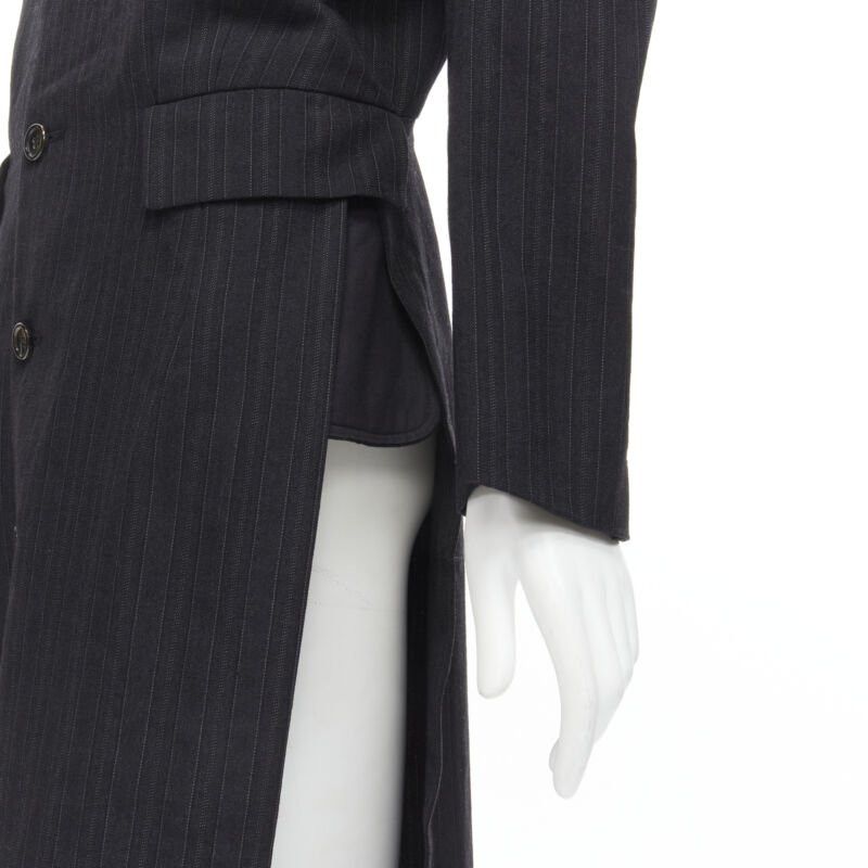 Comme des Garcons COMME DES GARCONS 1994 dark grey pinstripe frayed cut collar boxy coat M Size M / US 6-8 / IT 42-44 - 7 Thumbnail
